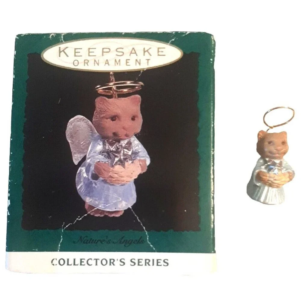 93 Mini Natures Angels Cat Ornament Hallmark Miniature Kitten #4 in Series Boxed